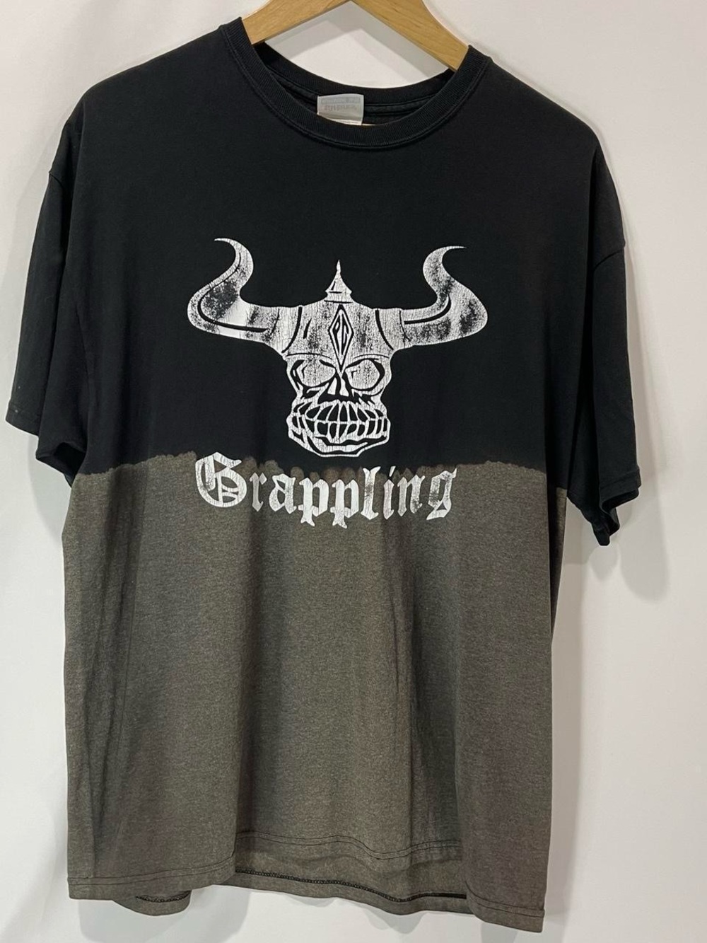 Hanes Black & Gray Grappling Skull Short-Sleeve Tee